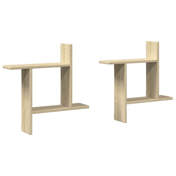 vidaXL sienas plaukti, 2 gab., 50x12x50cm, ozolkoka, inženierijas koks