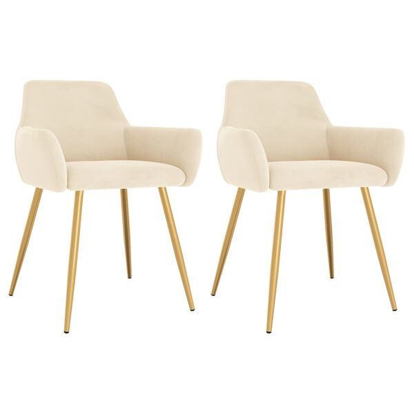 vidaXL virtuves krēsli, 2 gab., krēmkrāsas samts