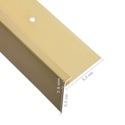 vidaXL kāpņu profili, F forma, 15 gab., 90 cm, zelta krāsas alumīnijs