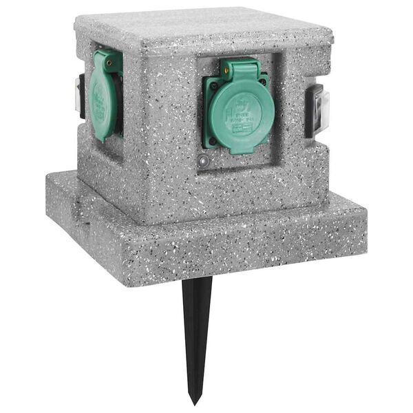 vidaXL dārza strāvas sadalītājs ar krēslas sensoru, plastmasa