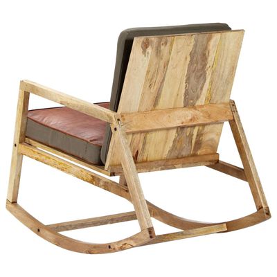 vidaXL šūpuļkrēsls, brūna dabīgā āda un mango masīvkoks