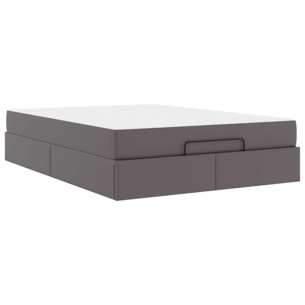 vidaXL Gultas rāmis ar matraci ar matraci 2 pcs Pelēka PVC