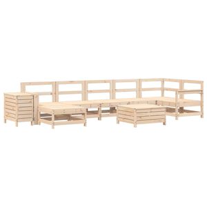 vidaXL 9-daļīgs dārza dīvānu komplekts, priedes masīvkoks