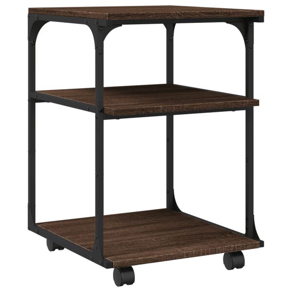 vidaXL printera statīvs, 3 līmeņi, brūns ozols, 43x48x64 cm, koks