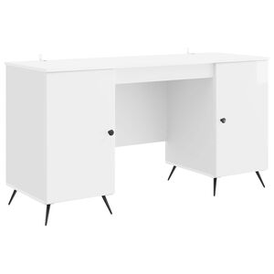 vidaXL Galds Spīdīgi balts 142,5 x 50 x 75 cm Inženierijas koks