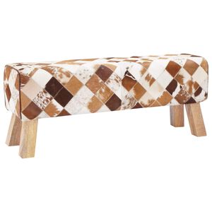 vidaXL sols 110 x 30 x 45 cm Īsta āda brūns skrandu tehnikas
