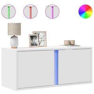 vidaXL TV sienas skapītis ar LED lampiņām, balts, 80x31x35 cm