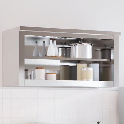 vidaXL virtuves sienas skapis ar plauktu, nerūsējošais tērauds