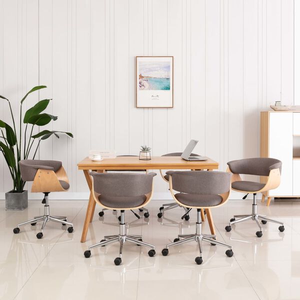 vidaXL grozāmi virtuves krēsli, 6 gab., pelēkbrūns audums