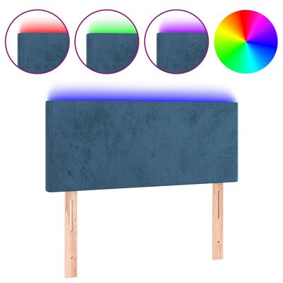 vidaXL gultas galvgalis ar LED, 100x5x78/88 cm, zils samts