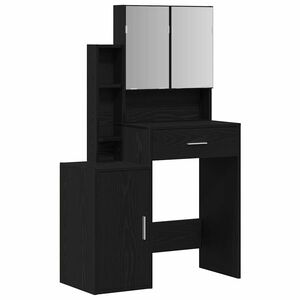 vidaXL Dressing galds ar atvilktni Melns ozolkoks 80 x 35 x 132 cm