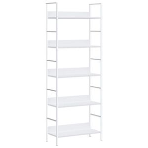 vidaXL 5-līmeņu grāmatplaukts, balts, 60x27,6x158,5 cm, koks