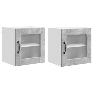 vidaXL Sienas stikla skapis PORTO 2 pcs Betona pelēks 40 x 31 x 40 cm
