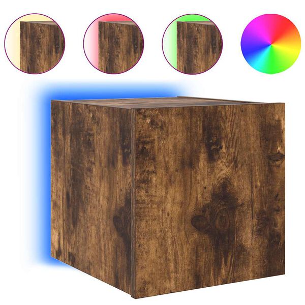 vidaXL TV plaukti ar LED lampiņām, 30,5x35x30 cm, ozolkoka krāsā