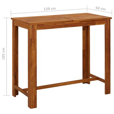 vidaXL bāra galds, 120x60x105 cm, akācijas masīvkoks