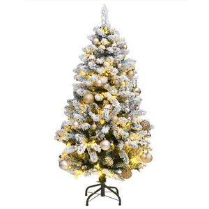 vidaXL mākslīgā Ziemassvētku egle, bumbiņu komplekts, 120 cm, 150 LED