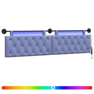 vidaXL Piekaramais gultas galvgalis Ar LED gaismu Džinsu zils Audums