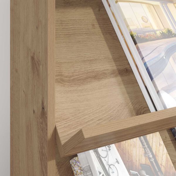 vidaXL Žurnālu statīvs ar plauktu Artisānā ozols 70 x 41 x 156 cm