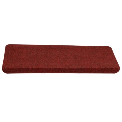 vidaXL kāpņu paklāji, 15 gab., pašlīmējoši, 65x24,5x3,5 cm, sarkani