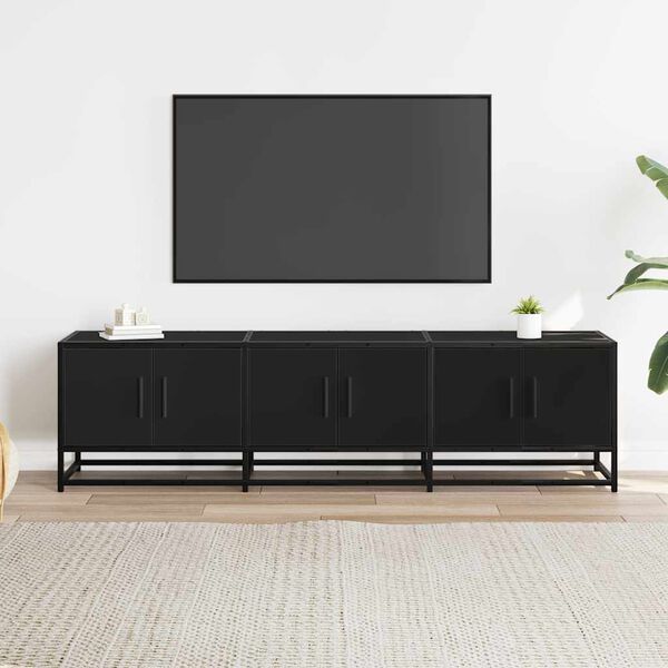 vidaXL TV skapis Melns 150x35x41 cm Engineered Wood and Metal