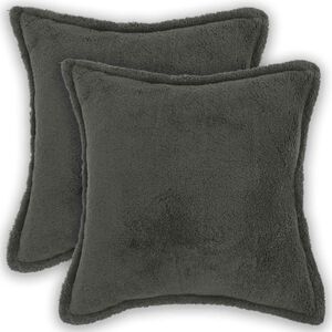 vidaXL Spilvenu pārvalks 2 pcs HOUTEN Tum&scaron;i pelēka 30 x 30 cm Boucl&eacute;