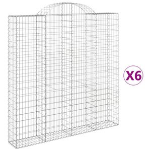 vidaXL arkveida gabiona grozi, 6 gb., 200x30x200/220cm, cinkota dzelzs