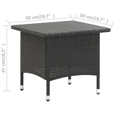 vidaXL tējas galdiņš, melns, 50x50x47 cm, PE rotangpalma