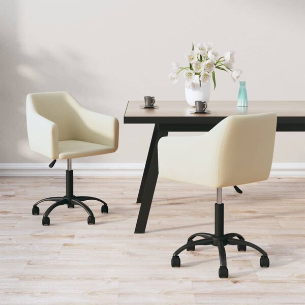 vidaXL grozāmi virtuves krēsli, 2 gab., krēmkrāsas samts