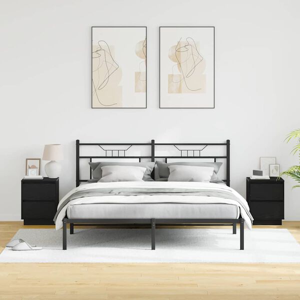 vidaXL Nakts skapītis 2 pcs Melns ozolkoks 39 x 34,5 x 50 cm