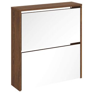 vidaXL apavu plaukts ar spoguli, 2 nodalījumi, ozolkoka, 63x17x67 cm
