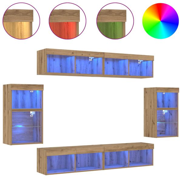 vidaXL TV skapī&scaron;u komplekts 8 pcs amatnieku ozola Inženierijas koks