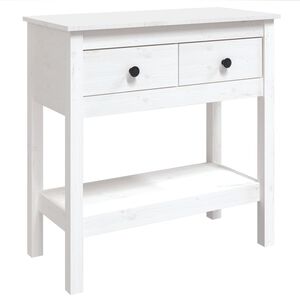 vidaXL konsoles galdiņ&scaron;, balts, 75x35x75 cm, priedes masīvkoks