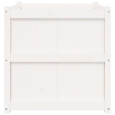 vidaXL dārza puķu kaste, balta, 70x70x70 cm, priedes masīvkoks