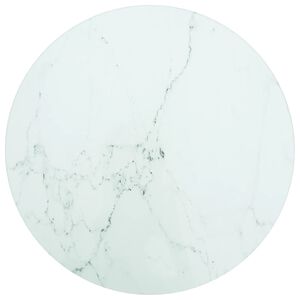 vidaXL galda virsma, balta, &Oslash;30x0,8 cm, stikls ar marmora dizainu
