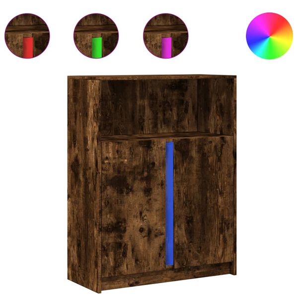 vidaXL kumode ar LED, ozolkoka krāsa, 77x34x100 cm, inženierijas koks