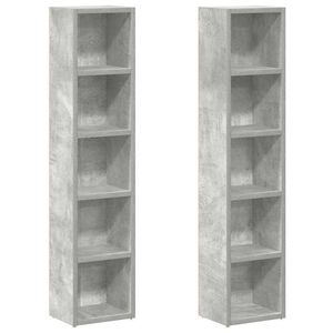 vidaXL CD plaukti, 2 gab., 21x16x93,5 cm, betona pelēki, skaidu plātne