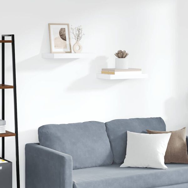 vidaXL sienas plaukti, 2 gab., balti, 40x23x3,8 cm, MDF