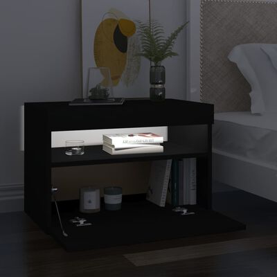 vidaXL TV galdiņš ar LED lampiņām, melns, 60x35x40 cm