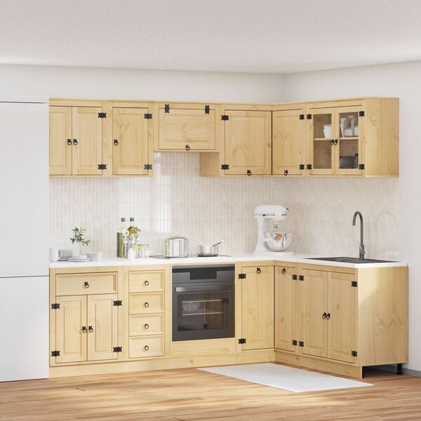 vidaXL Plakans ar atvilktni SKI 10 pcs Medus Brūns Ciets priedes koks