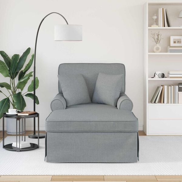 vidaXL &Scaron;ezlongs ar svārkiem Gai&scaron;i pelēks 91 x 157 x 91 cm audums