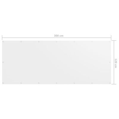 vidaXL balkona aizslietnis, 120x300 cm, balts audums
