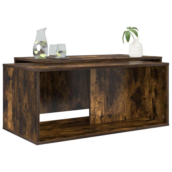 vidaXL Kafijas galda komplekts 2 pcs Dūmaka ozols Inženierijas koks