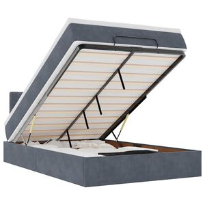 vidaXL Osmaņu gulta ar matraci&LEDs, tum&scaron;i pelēks, 120x190 cm, samts