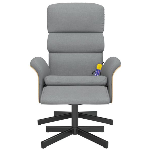 vidaXL masāžas krēsls ar kāju balstu, atgāžams, gai&scaron;i pelēks audums