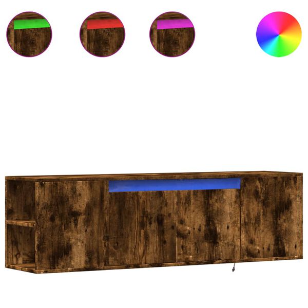 vidaXL TV sienas skapītis ar LED lampiņām, ozola krāsa, 135x31x39,5 cm