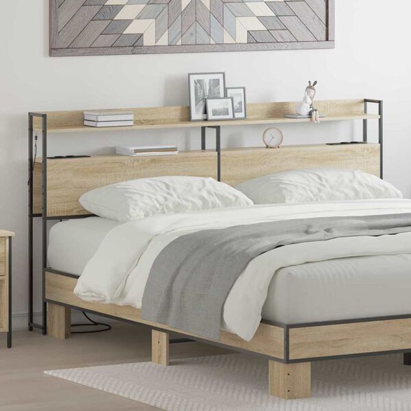 vidaXL Uzglabā&scaron;anas galvas balsts ar plauktu Sonomas ozola 180 cm