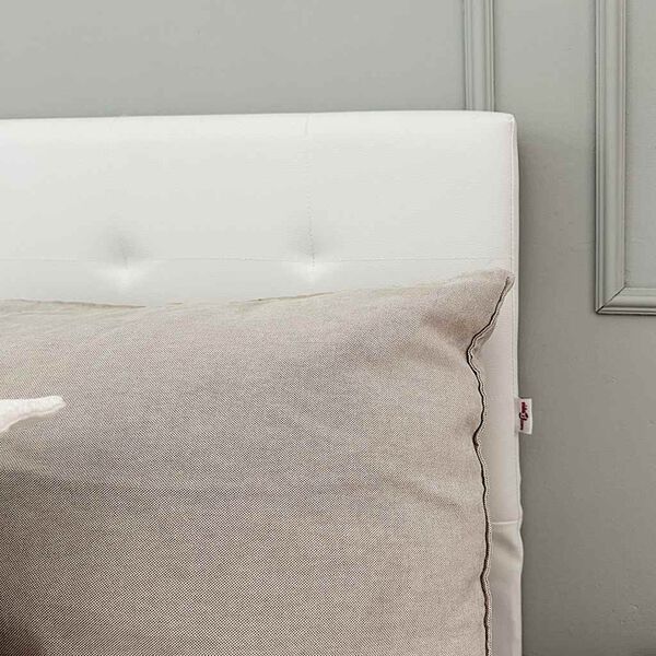 vidaXL gulta, hidraulikas mehānisms, balta mākslīgā āda, 180x200 cm