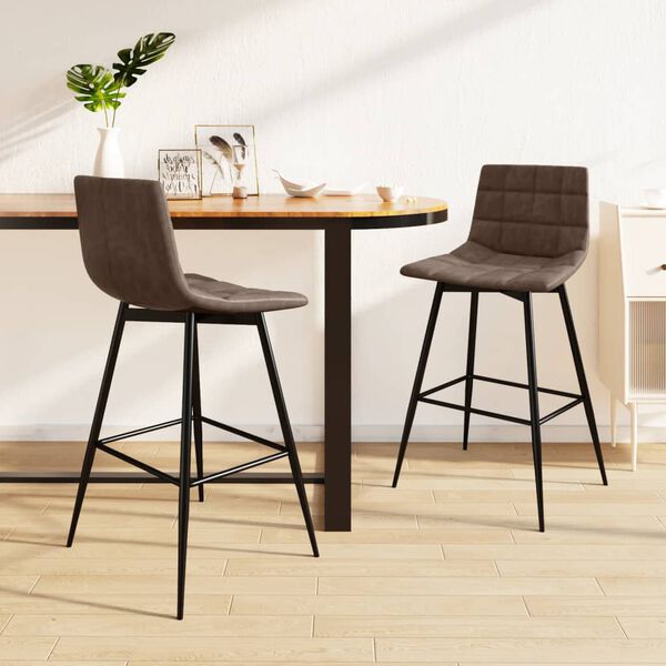 vidaXL bāra krēsli, 2 gab., tum&scaron;i brūna mākslīgā āda