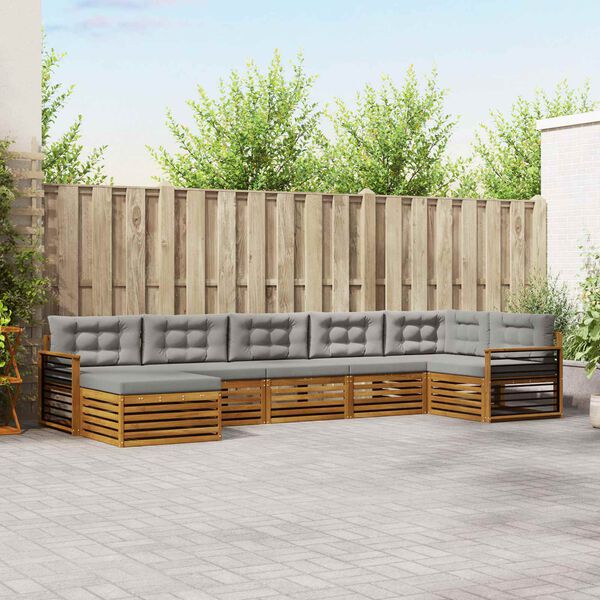 vidaXL Dīvāna komplekti ar spilvenu 7 pcs Dabīgs un gai&scaron;i pelēks