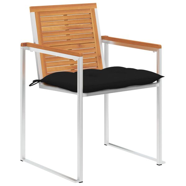 vidaXL dārza krēsli ar matračiem, 4 gab., akācijas masīvkoks